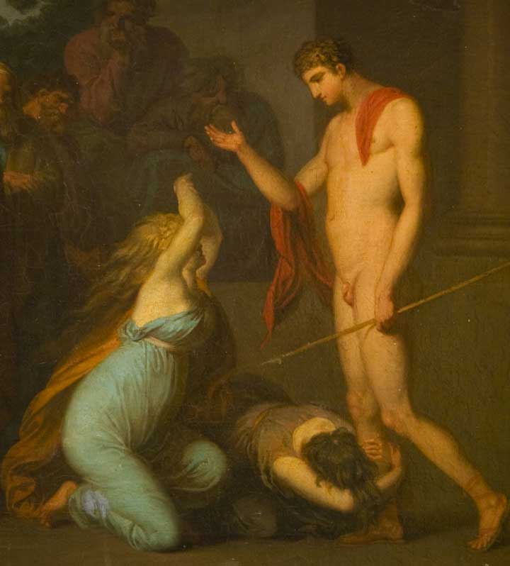 Önemli bir tragedya olan Antigone'u ve kral Kreon'u gösteren resim